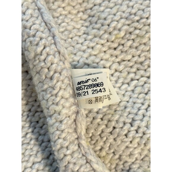 Aerie Oh So Soft Mock Neck Yellow Stripe Chunky Sweater Size XS NWT - Picture 6 of 11